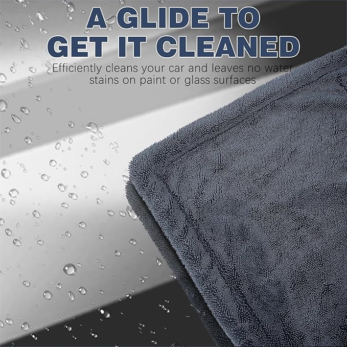 Microfiber Towels for Cars 2-Pack, 1300 GSM Ultra-Soft Microfiber, 35" x 27.5" & 19.7" x 11.8" Towels are Great for Car and Home Cleanups, No Streaks, Scratches Or Water Spots