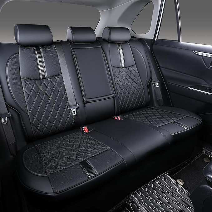 Custom Fit RAV4 Seat Covers for 2019-2025 Toyota RAV4 Hybrid LE,XLE,XLE Premium,Limited Full Coverage Waterproof Leather Car Seat Covers Full Set (Black)