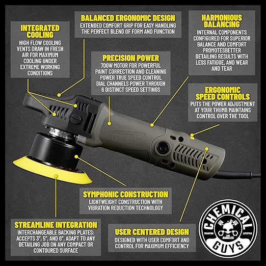 Chemical Guys HOL351 TORQX Random Orbital Polisher Complete Detailing Kit with Arsenal Range Polisher Bag - 13 Items