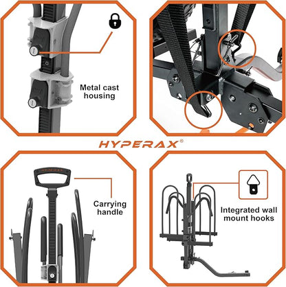 HYPERAX Volt 2_1.25" -E Bike Hitch Mounted Platform Style 2 Bikes Carrier for Car, SUV, Trucks, Sedan, Tilting e-Bike Rack for Hitch Fits Up to 2 X 70 lbs Bike with Up to 5" TIRE - NO RV USE!