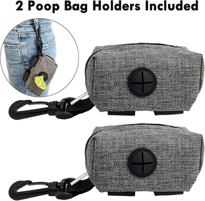 (2 Pack) Dog Poop Bag Holder for Leash,Doggie Waste Bag Dispenser Small Doggy Poop Bag Zipper Pouch with Carabiner Clip, Leash Attachment Holder for Pet Puppy Poop Bags