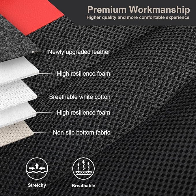 GIANT PANDA Front Seat Cover for Honda, 3D Air Mesh Bucket Car Seat Protectors Custom Fits Honda Civic Accord Pilot CRV HRV Element Passport (Red) 2-Pack