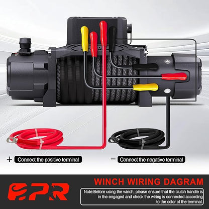OPENROAD 12000 lb Recovery Winch with Synthetic Rope and 2 Wireless Remotes - IP68 Waterproof 12V Electric Winch for Jeep, SUV, Truck & Trailer - Panther Series 3S