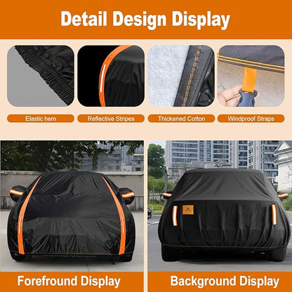 Car Cover Waterproof All Weather for Automobiles Winter Snowproof Rain UV Protection Heavy Duty Outdoor Sedan Car Cover & Car Snow Cover Universal Fit for Sedan Length Up to 212’’