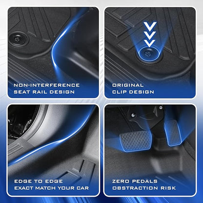 Car Floor Mats for Ford Mustang Mach-E 2021-2024 2025 Accessories,TPE All Weather Protection Floor Mats,Custom Fit 1st&2nd Row Car Floor Liners Set,Heavy Duty Accessories,Black