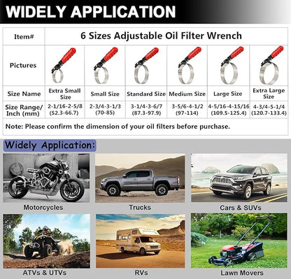 Small Swivel Oil Filter Wrench, Oil Filter Removal Tool, Adjustable Filter Wrench Fits Filter from 2-3/4" to 3-1/3" for Cars, Motorcycles and Lawn-mower