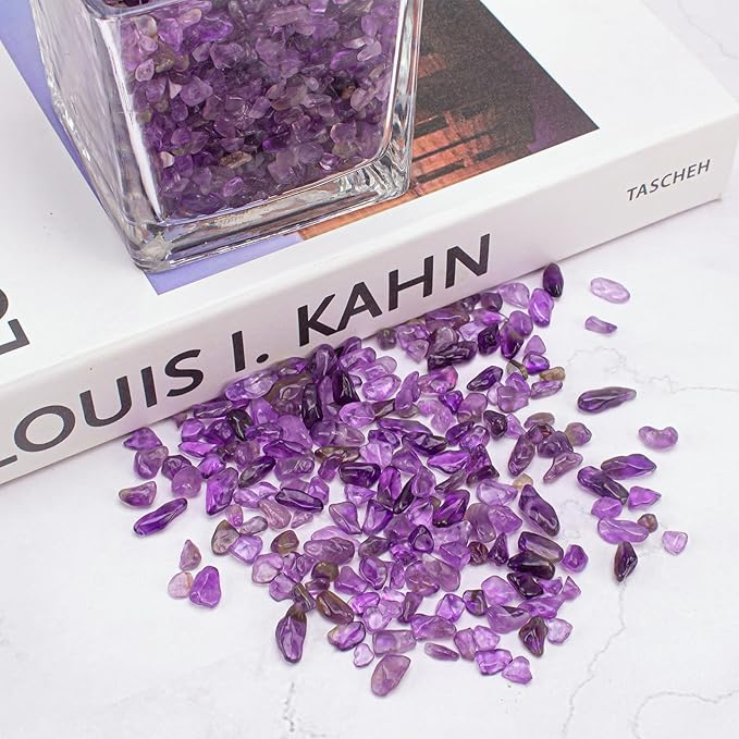 0.88 Lb Amethyst Crushed Stones Crystal Quartz Chips, Natural Tumbled Stones Irregular Shaped Gravels Pebbles Healing Stones for Vases Filler, Aquarium Gravel Rocks, Succulent Plants Decor
