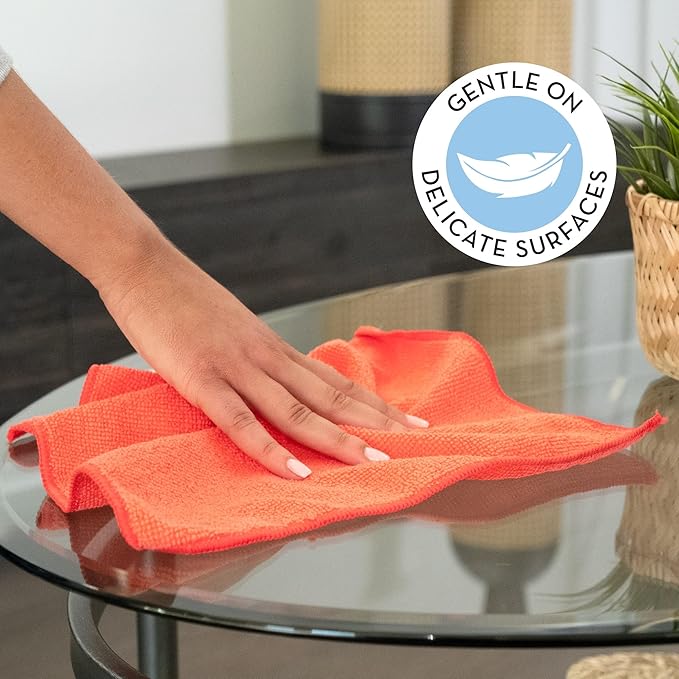 S&T INC. 25 Pack Microfiber Cleaning Cloth, Bulk Towels for Home, Reusable Microfiber Towels for Cars, Cleaning Rags, Assorted, 11.5 Inches x 11.5 Inches, 25 Count