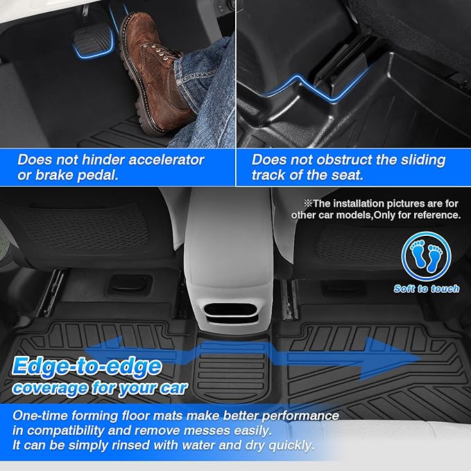 Cartist Floor Mats Fit for 2017-2024 2025 Ford F-250/F-350/F450 Super Duty Crew Cab w/Under Seat Storage Accessories All Weather Floor Mat Heavy Duty TPE Odorless Carpet Protection