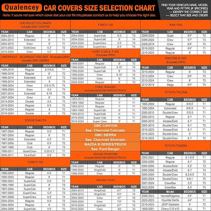 Car Cover Waterproof All Weather Full Outdoor Pickup Truck Cover Rain UV Protection, Size T2 Universal Fit for Ford F150 Chevy Silverado Dodge Ram 1500. (Fit Truck Length 221 to 228 inch)