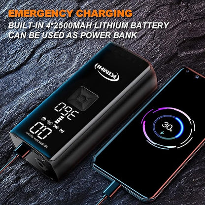 Tire Inflator Portable Air Compressor - KIMHI 150 PSI Cordless Car Air Pump,2X Faster Pump with 10000mAh Rechargeable Battery,Digital Pressure Gauge, LED Light,For Car,Motorcycle and Ball