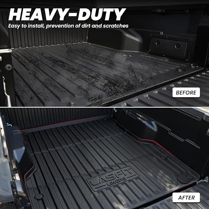 LASFIT Bed Mat for Toyota Tacoma 2024 2025 Truck Bed (6ft,6'Bed), All Weather 6 ft Car Bed Liner for Toyota Tacoma Accessories, TPE Trunk Mat&Cargo Liner, Black