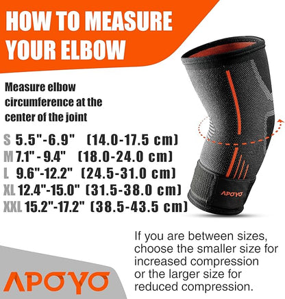 APOYO Elbow Brace for Tendonitis and Tennis Elbow, (Pair) Compression Sleeve for Arthritis, Workouts, Reduce Joint Pain During Fitness Activity (X-Large)