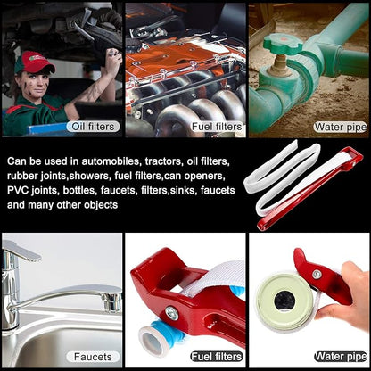 Mudder 12 Inch Strap Wrench Adjustable Pipe Nylon Plumbing Strap Wrench Oil Filter Jar Opener Handle Belt Anti-sliding Fixed Tool