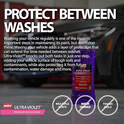Malco Ultra Violet Premium Wash'n Wax – Best 2-in-1 Car Wash and Wax/Cleans and Provides A Durable, High-Gloss Shine in One Fast and Easy Step / 64Oz. (107164)