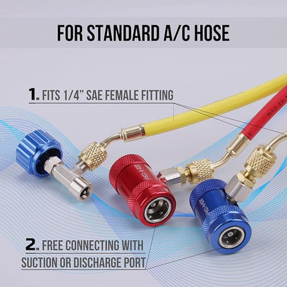 Lichamp Car A/C R1234YF Adapter with Self Sealing Can Tap, AC R1234 Quick Couplers Connectors Kit