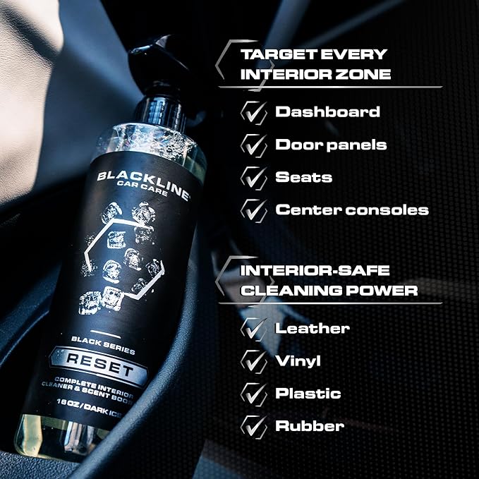 Blackline Luxury Scented Interior Cleaner Reset Deep Cleans & Deodorizes All Surfaces, pH-Neutral High-Foam Formula, Long-Lasting Premium Fragrance for Car