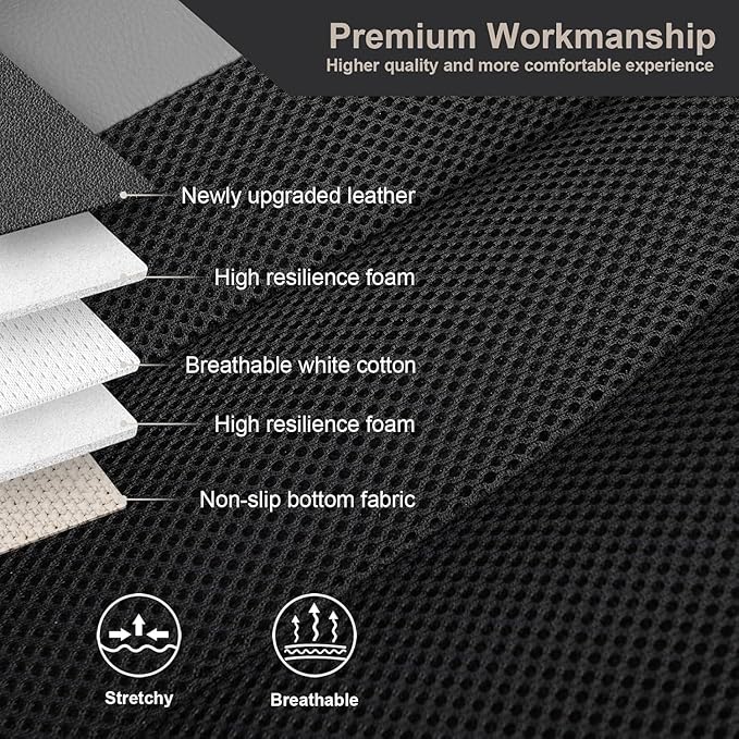 GIANT PANDA Fit Chevy Equinox Trax Malibu Blazer Trailblazer Traverse Tahoe Front Car Seat Cover, 3D Air Mesh Breathable Seat Protector, Gray（2-Pack