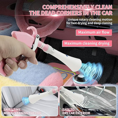 Tornado Dry Cleaning Gun Detailing Interior Dryer Air Blow Gun High Pressure Blower Gun for Women Car Detailing Kit Interior Cleaner Works with Air Compressor and Quickly Removes Surface Dirt Pink