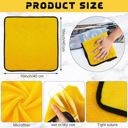 Tallew 24 Pcs Microfiber Towels 16 Inch x 16 Inch Microfiber Cloth Car Drying Towels for Cars Washing Polishing Office Windows Cleaning Household Supplies (Yellow)