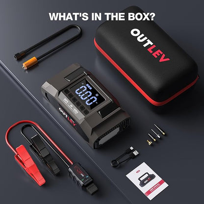 Jump Starter with Air Compressor (6000A 160PSI) - All-in-One Portable Jump Starter for Cars, Trucks, RV, Boat - Fast Charging, Safety Protection, Essential for Road Trips & Emergencies