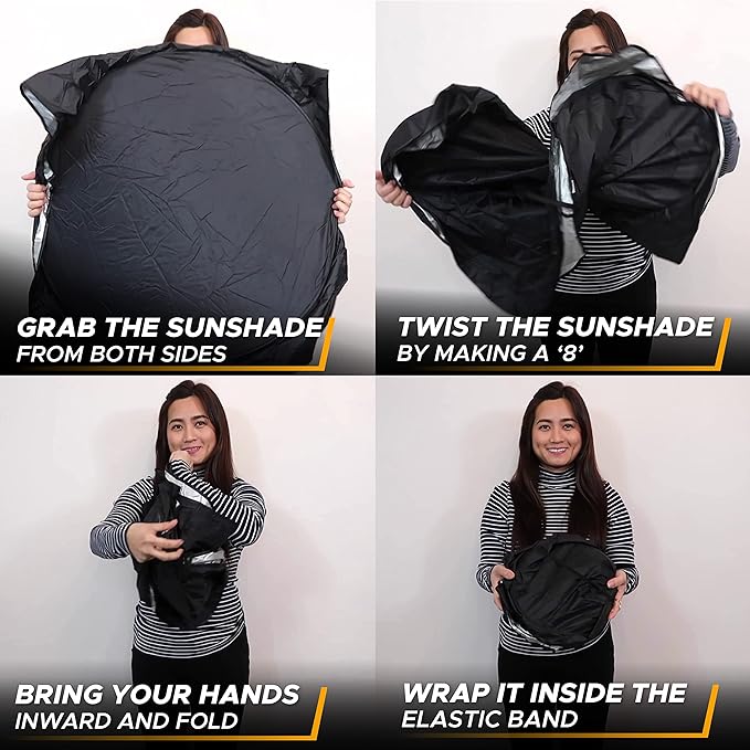 EcoNour Jeep Windshield Sunshade | Sun Visor for UV Rays & Heat Protection | Suitable for Wrangler, Gladiator | Jeep Accessories for Wrangler | X-Small - 60x21 Inches