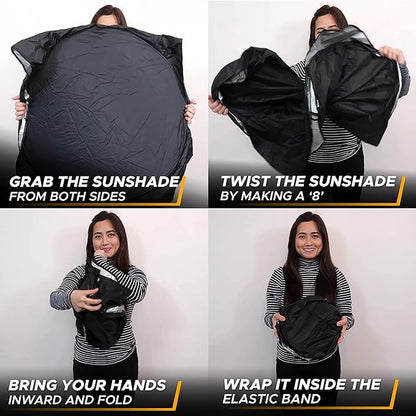 EcoNour Jeep Windshield Sunshade | Sun Visor for UV Rays & Heat Protection | Suitable for Wrangler, Gladiator | Jeep Accessories for Wrangler | X-Small - 60x21 Inches