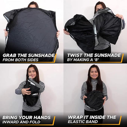 EcoNour Car Windshield Sun Shade | 2025 Upgraded Innovative No-Light-Pass Technology for Maximum Coverage | Foldable Sun Shade Keeps Your Vehicle Cool | Must-Have Car Accessories | Small (59" x 29")