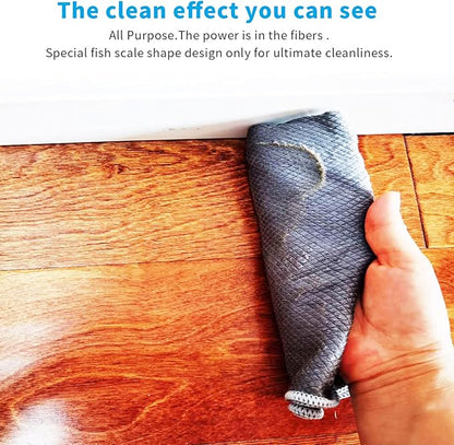 Nanoscale Cleaning Cloth,Easy Clean Fish Scale Microfiber Glass Cleaning Cloths Streak Free for Window Car Mirrors Windshield Lint Free Microfiber Polishing Cleaning All-Purpose Towel Pack of 6(Green)