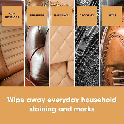 Furniture Clinic Leather Cleaning Wipes | 80 Count | Clean & Restore Leather & Vinyl Furniture, Handbags, Jackets, Car Seats, Interiors & More | Residue & Streak-Free | for Everyday Use