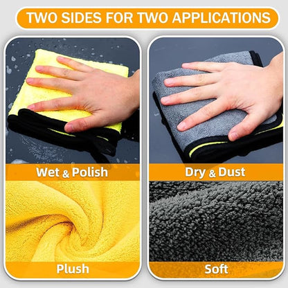 Microfiber Towels for Cars 6 Pack, Car Drying Towels for Wash, Cleaning, Soft and Absorbent Multipurpose Microfiber Cleaning Cloth for Car, Glass, Home, Household, 24" x 12"