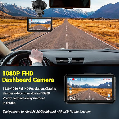 Dash Cam, Dash Camera for Cars 1080P FHD Dashcam DVR Car Camera Dash Cam Front W/ 32GB Card,Night Vision,170°Wide Angle 3”IPS Screen Dash Camera Loop Recording G-Sensor Motion Detection Parking Mode