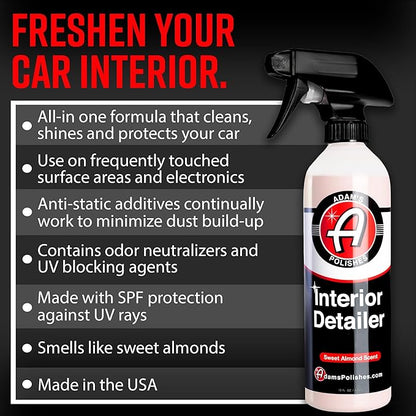 Adam's Polishes Interior Detailer Gallon (Sweet Almond) - Total Car Interior Cleaner, Protectant & Dressing | All Purpose Cleaner & Leather Conditioner | Vinyl, Dashboard, Screen, Seat Cleaner & More