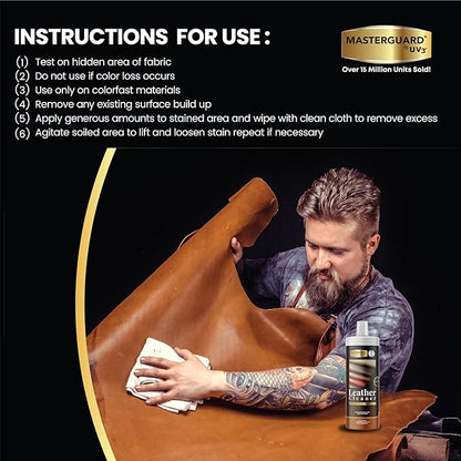 Water Based Solution Leather Cleaner and Conditioner w/ 2 Free Microfiber Cloths - Premium Saddle Soap for Car Interior, Furniture, Shoes, Boots, Couches, and Purses - Leather Restorer & Conditioner