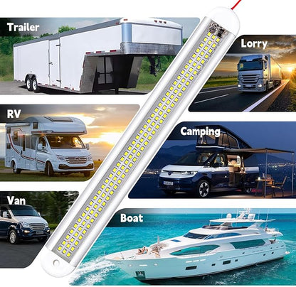 Enclosed Trailer 12v Led Light Bar, 120Leds 1500lm 8W DC 12 Volt Led Strip Lights with On/Off Switch, for Enclosed Cargo Trailer, Car Rv Van Truck Lorry Camper Boat Caravan Motorhome