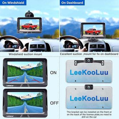 Wireless Backup Camera Ease Install - Color Image HD 1080P 5 Inch Monitor Digital Signal Stable No-Delay Bluetooth Rear View Camera Auto-Switching Night Vision for Truck/Car/Pickup/SUV/Camper - LK2