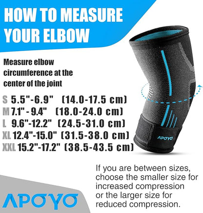 APOYO Elbow Brace for Tendonitis and Tennis Elbow, Compression Sleeve for Arthritis, Workouts, Reduce Joint Pain During Fitness Activity (X-Large)