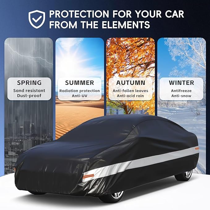 10 Layers Car Cover Custom Fit for BMW Z4 E85, E89, G29 (2009-2025), Waterproof All Weather for Automobiles, Outdoor Full Cover Sun Dust Rain Protection with Cotton. Black