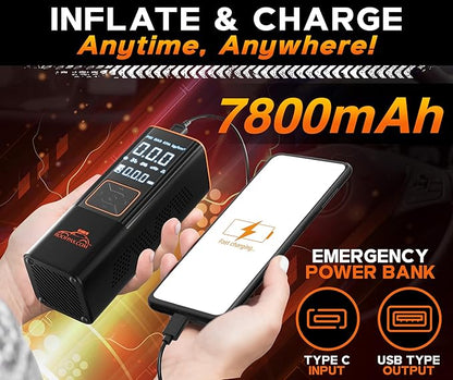 RoofPax Car Tire Inflator Portable Air Compressor 150 PSI Battery Powered 3x Faster Portable Tire Inflator for Car with Digital Pressure Gauge Auto Air Pump