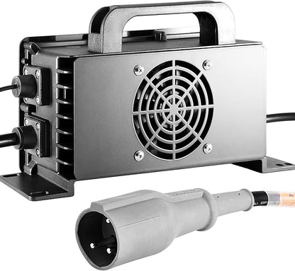 1400W Lead Acid Battery Charger 48 Volt 15 AMP 3-Pin Original Gray One-Piece Plug Club Car DS and Precedent Golf Carts