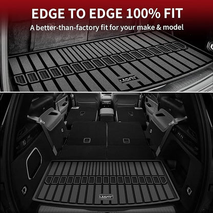 LASFIT Trunk Mat for Jeep Grand Cherokee L 2021-2025 6-Passenger and 7-Passenger All Weather TPE Custom Fit Cargo Mat Trunk Liner Cargo Liner, Black
