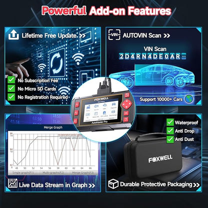 FOXWELL NT604 OBD2 Scanner Diagnostic Tool, Check Engine Code Reader, ABS SRS Transmission Airbag Car Scanner, Car Scan Tool for All Vehicles, English/Spanish Ver., Lifetime Free WiFi Update, AutoVIN