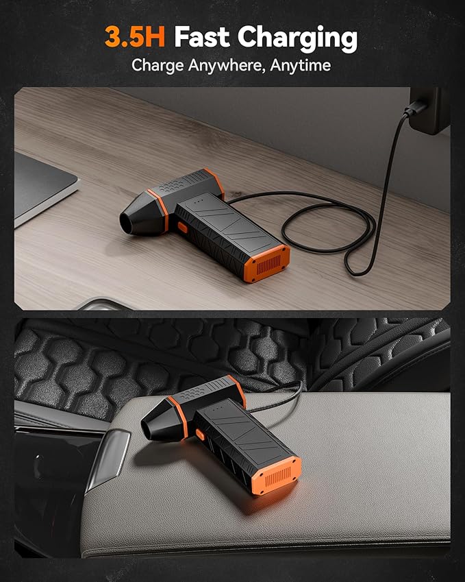 WOLFBOX MF50 Electric Air Duster-110000RPM Super Power Cordless Air Duster, 3-Gear Adjustable Mini Blower with Fast Charging, Dust Blower for Computer, Keyboard, House, Outdoor and Car