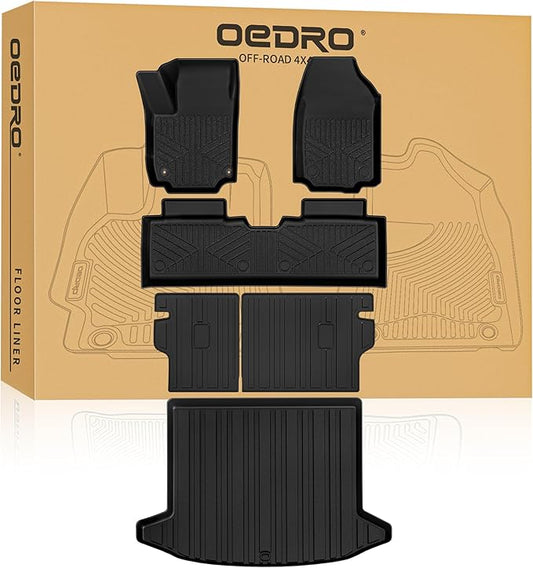 OEDRO Floor Mats Trunk Mat with Backrest Mat Fit for 2025 2026 Chevrolet Equinox (Only Gas) & GMC Terrain, Custom Fit TPE All Weather Car Floor Liners for Chevy Equinox & GMC Terrain Accessories