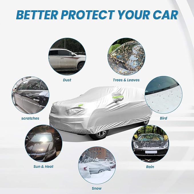 SUV Car Cover Waterproof All Weather, Outdoor Car Covers for Automobiles Car Covers Universal Fit SUV Up to 181’’