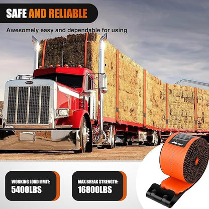 Nilight Truck Straps 4”×30’ Orange Heavy Duty Winch Straps with Flat Hook Break Strength 16800LBS WLL 5400LBS Cargo Straps for Flatbeds Trucks Trailers Farms Rescues Tree Saver (10PACK)