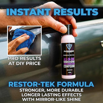 Instant Car Scratch Remover for Vehicles, All-in-One Car Paint Scratch Repair and Polishing Compound (4 oz) - Incl. Microfiber Applicator and Microfiber Towel