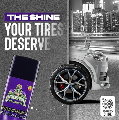 Untouchable Tire Shine Spray – Long-Lasting Wet Tire Finish for Deep Gloss & Protection – Waterproof Tire Shine, Easy Application, Premium Tire Cleaner Shine