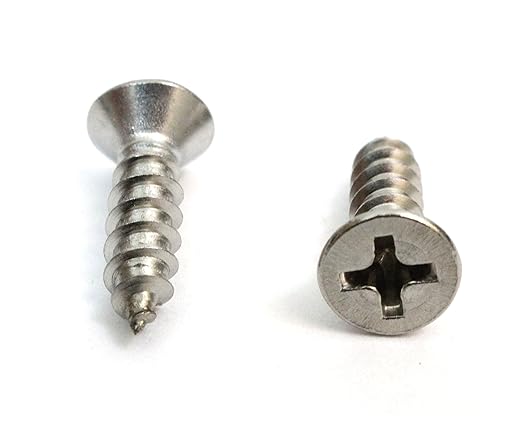 Bolt Dropper No. 6 x 5/8" Stainless Steel Flat Head Phillips Wood Screw, (100 pc), 18-8 (304) Stainless Steel Sheet Metal Screws- Type A Point, Plain Finish, Threads That Bind