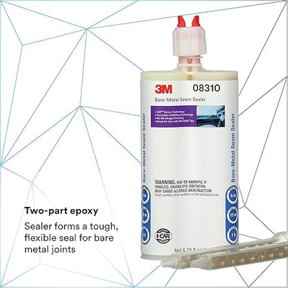 3M Bare - Metal Seam Sealer, 08310, Beige Color, Two-Part, Non-Sagging, Self-Mixing Epoxy, 200 ml/6.75 fl oz Cartridge